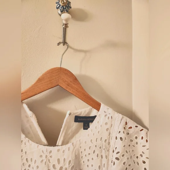 Banana Republic | Dresses | Banana Republic White Eyelet Lacelinen Blend  Midi Dress Small | Poshmark